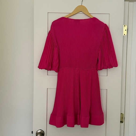 MILLY Elle pleated mini dress in pink Size 8 - Picture 4 of 8